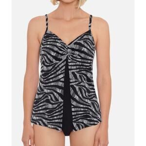 Swim Solutions Women's Flyaway Black & White Zebra One-Piece Swimsuit 8 NWT